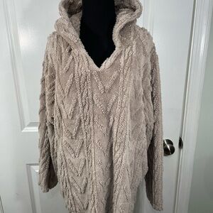 Plush Taupe Hooded Sherpa Sweater Size 2XL CB-